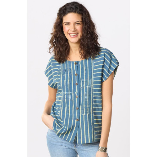 Rishi Cap Sleeve Boxy Top - Deep sea