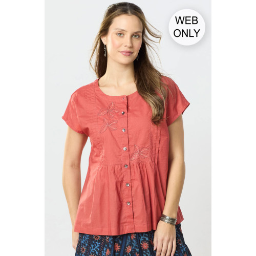 Shalu Organic Cotton Cap Sleeve Top - Natural Dye Madder brick Shalu Organic Cotton Cap Sleeve Top - Natural Dye Madder brick