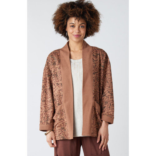 Mahoba Unstructured Shawl Collar French Terry Jacket - Mocha
