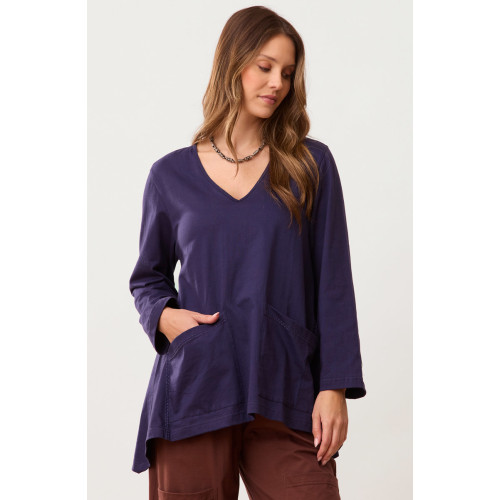 Asma Soft Handkerchief Hem Knit Top - Starlight