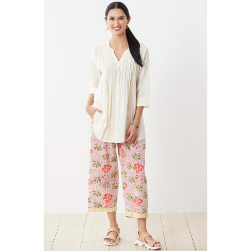 Kesari Organic Cotton Pull-On Crop Pant - Strawberry/Multi