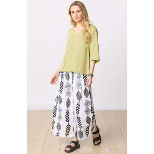 Nishi Organic Cotton Wide-Leg Pant - White/Black