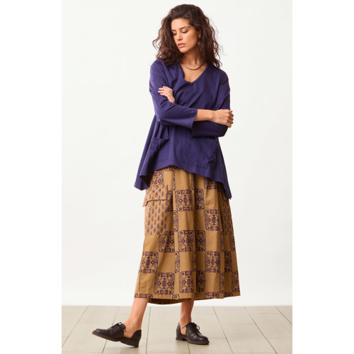 Ramya Organic Pull-On Split Skirt - Maple/Multi Ramya Organic Pull-On Split Skirt - Maple/Multi