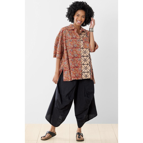 Nerul Organic Cotton Pull-On Draped Leg Pant - Black Nerul Organic Cotton Pull-On Draped Leg Pant - Black