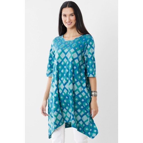 Daneen Cotton Jersey Handkerchief Hem Tunic - Algae
