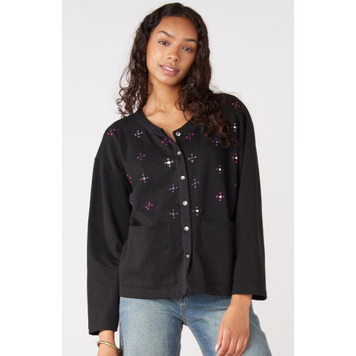 Ruma Organic French Terry Boxy Cardigan - Black